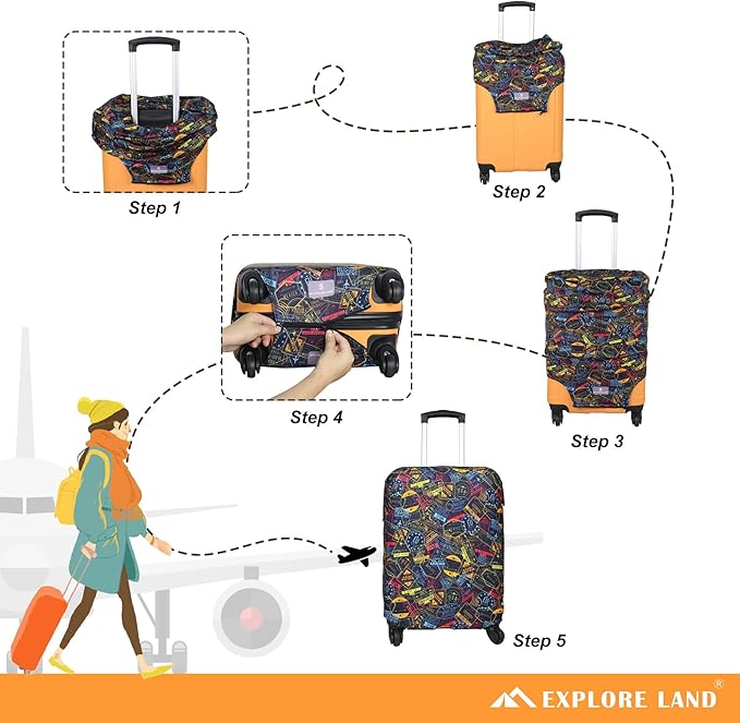 Explore Land Travel Luggage Cover Suitcase Protector Fits 23-26 Inch Case - Image 5