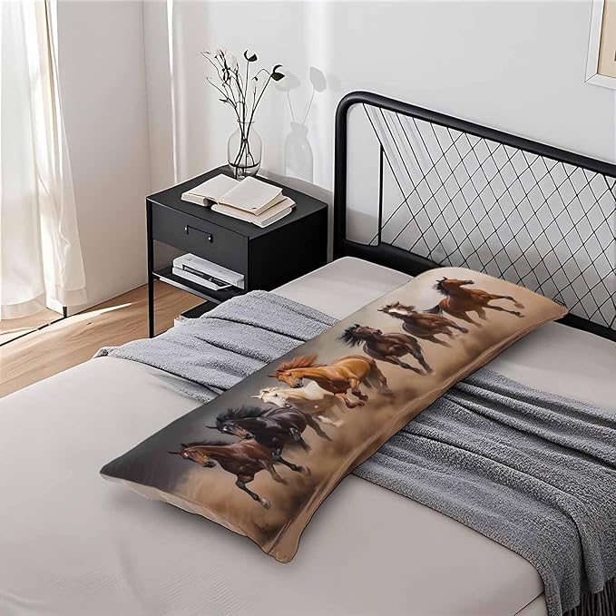 20x54 Body Pillow Cover Horse Zipper Body Pillowcase Western Stallion Horses - Image 7