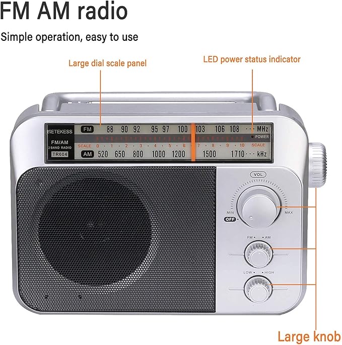 Retekess TR604 AM FM Radio Portable Transistor Analog Radio - Image 7