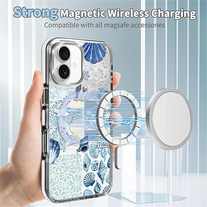 Case for iPhone 16, Sea Life Ocean Waves Seashell Collage Phone Case Design，for - Image 4
