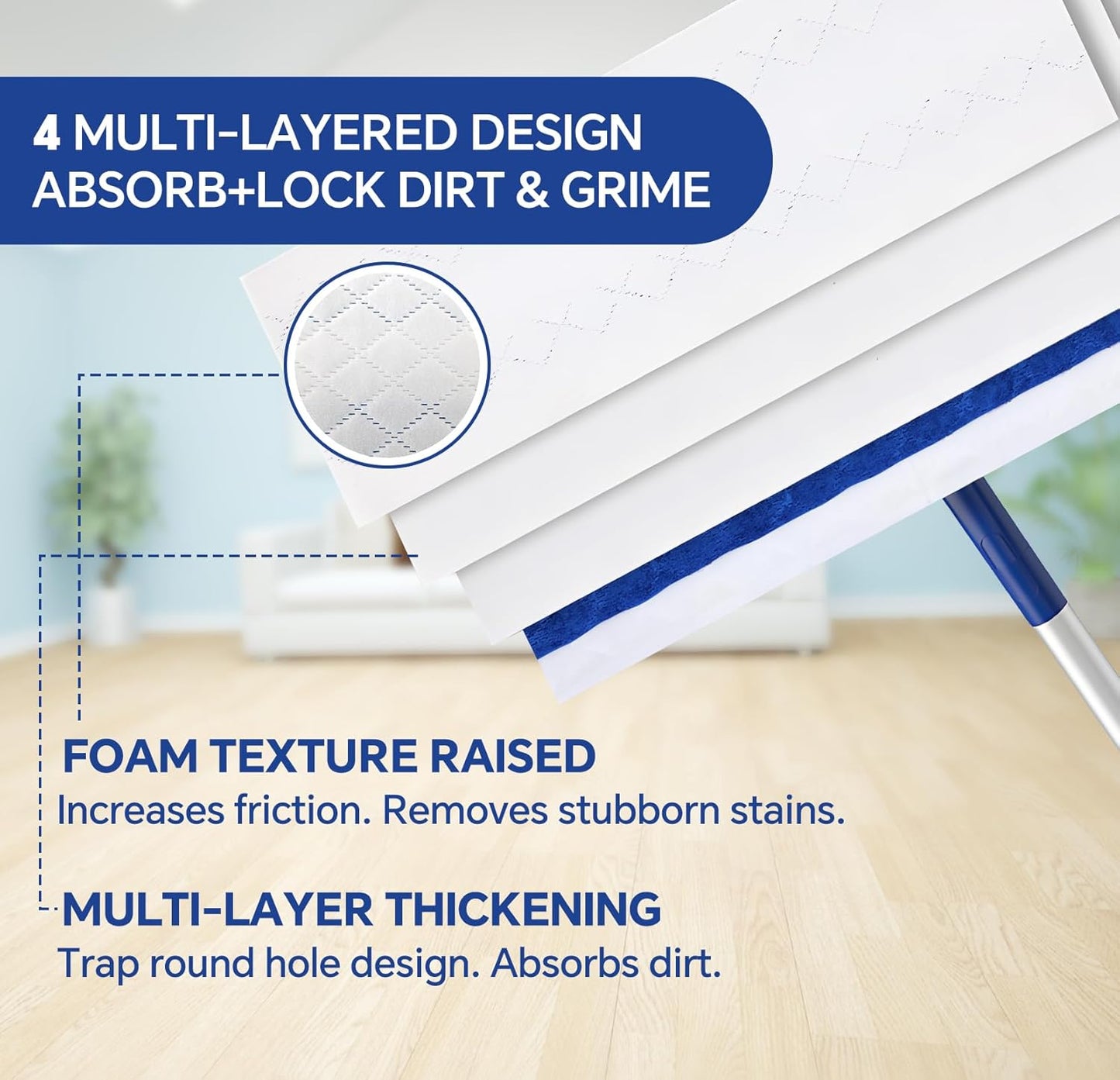 60 Count Ultrathick Microfiber Mop Pads Refills for Bona Hardwood Floor Cleaner & All 15''-17''Hook & Loop System Mop.Disposable Heavy Duty Mopping Pads for Floors Cleaning.