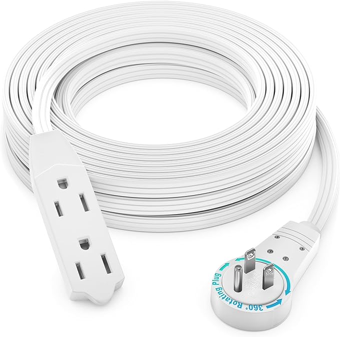Maximm Cable 35 Ft 360° Rotating Flat Plug Extension Cord, 16/3 AWG Multi 3 by MaximmCable