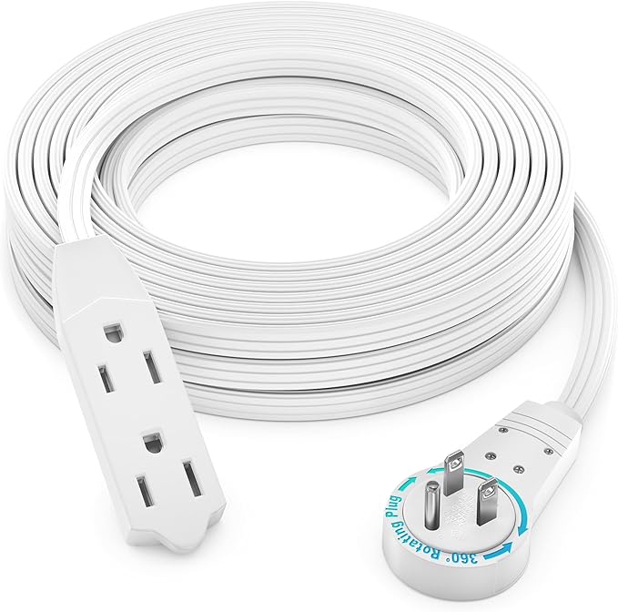 Maximm Cable 50 Ft 360° Rotating Flat Plug Extension Cord, 16/3 AWG Multi 3 by MaximmCable
