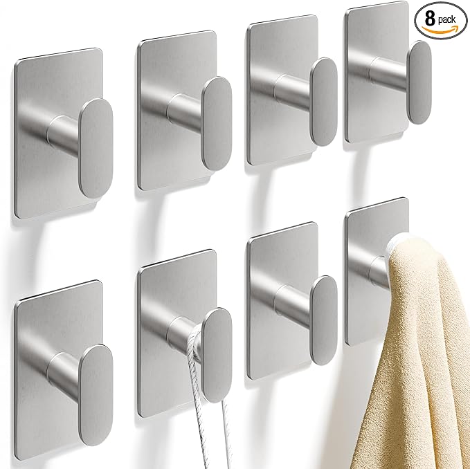 pickpiff Adhesive Towel Hooks for Bathroom: 20LB Extra Strong Wall Hanger for by pickpiff