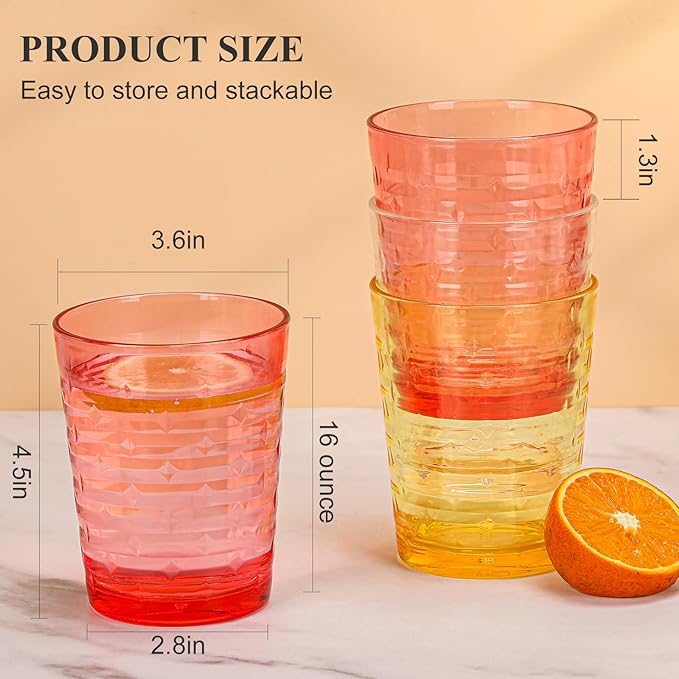 BPA-Free Plastic Tumblers 8 Pack | Reusable Dishwasher Safe | Stackable - Image 3