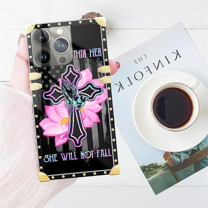 Compatible with iPhone 14 Pro Max Case, Praying Cross Hands Luxury Golden - Image 7