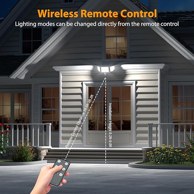 Onforu 4500LM Solar Lights Outdoor, 3 Heads Security Lights - Image 8