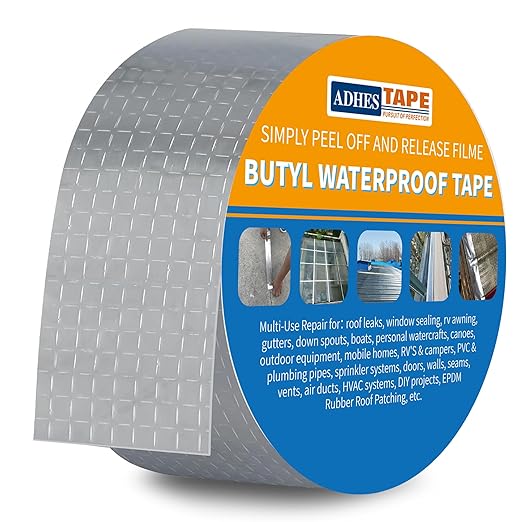 ADHES Butyl Tape Waterproof Tape, 2inch x 16feet Aluminum Foil Tape Butyl by ADHESTAPEPERSUITOFPERFECTION