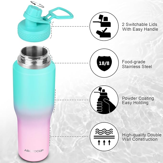 ABOTOCUP 32oz Insulated Water Bottle, Fit in Any Car Cup Holder, Water Bottle - Image 6