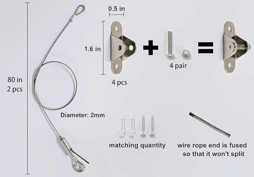 2 Sets Adjustable Hanging Wire Kit, Stainless Steel Multipurpose Suspension - Image 2