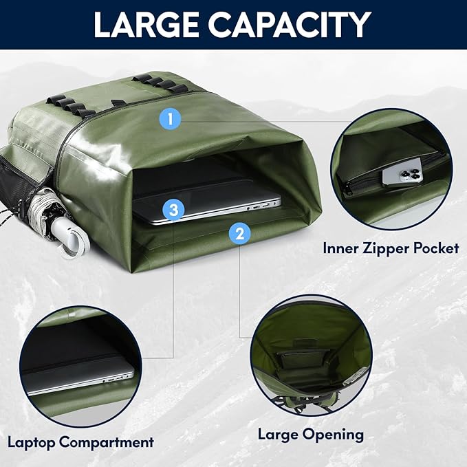 Haimont Waterproof Dry Backpack 30L TPU Lightweight Roll Top Dry Bag - Image 4