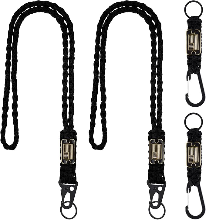 Frienda 2 Set Heavy Duty Paracord Lanyard Necklace Whistles Strap Braided 550 by Frienda