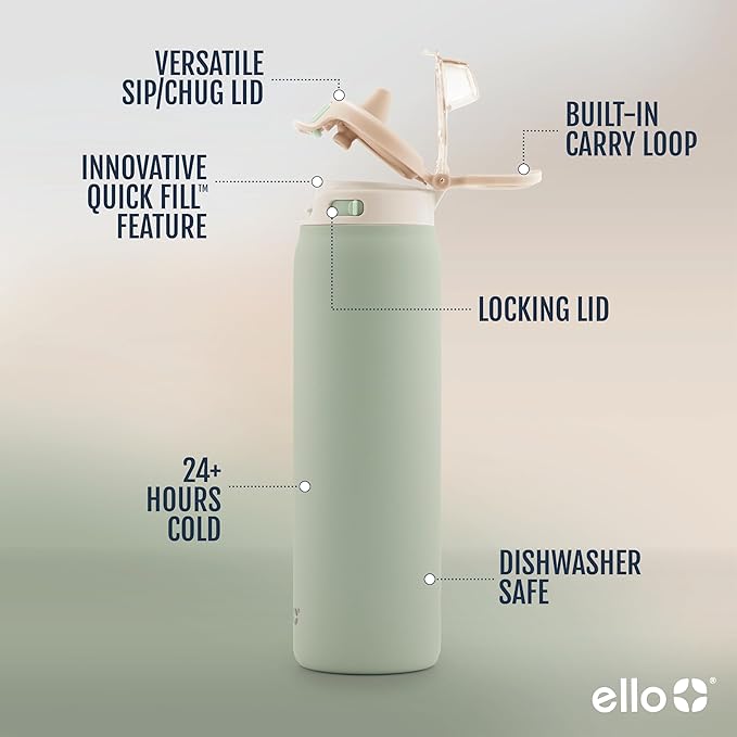 Ello Pop & Fill 40oz Stainless Steel Water Bottle - Image 3