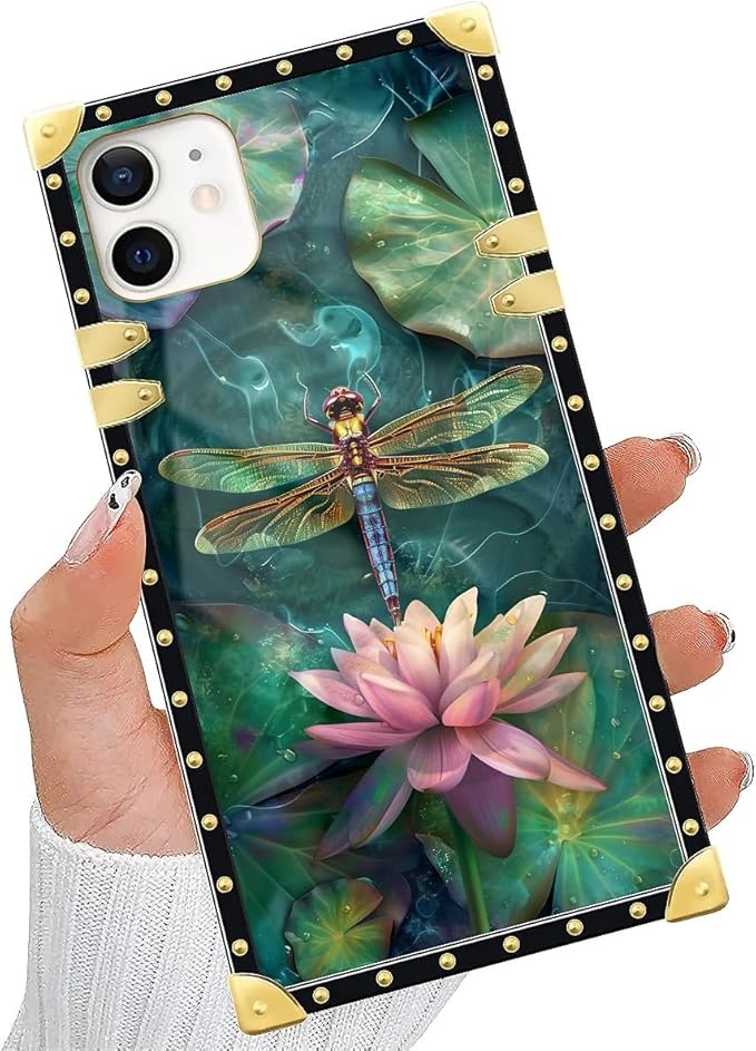 Compatible with iPhone 11 Case, Colourful Dragonfly Pink Lily Pads Luxury - Image 5
