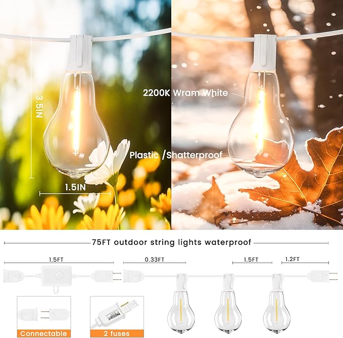 Outdoor String Lights, 75FT Patio Lights - Image 6