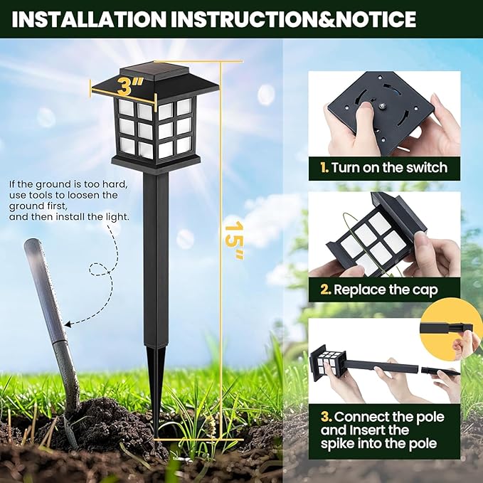 GIGALUMI Solar Outdoor Lights，6 Pack LED Solar Lights Outdoor Waterproof - Image 11