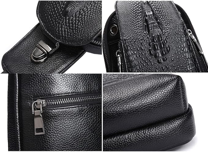 Hebetag Crocodile Genuine Leather Sling Chest Bag - Image 7