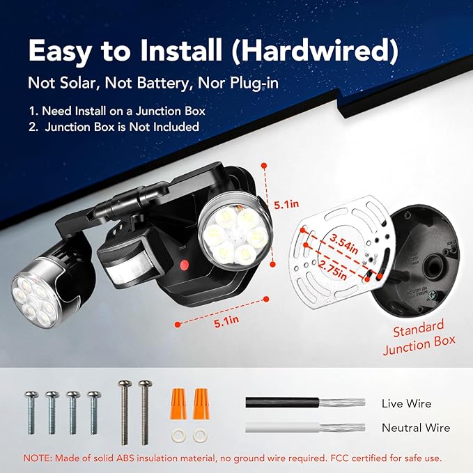 OREiN Motion Sensor Outdoor Lights, 3500LM 450° Adjustable Security Light - Image 7