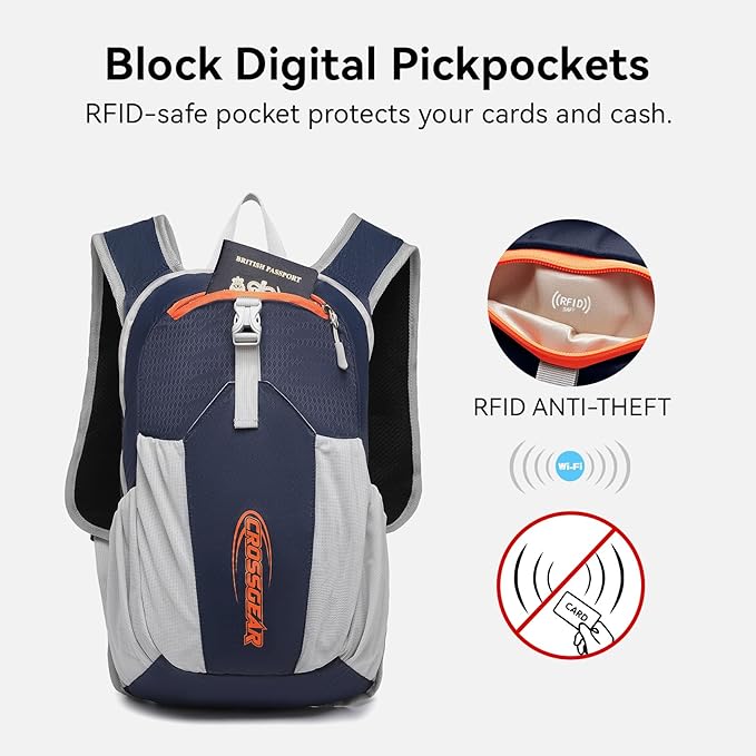 16L Small Hiking Backpack, CROSSGEAR Lightweight Waterproof Foldable Backpack - Image 5
