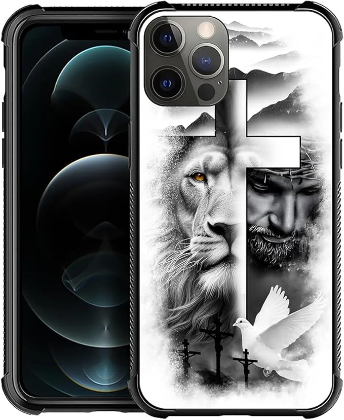 for iPhone 11 Pro Case, Lion Cross Jesus Christ Dove Pattern Made of Soft by FKBRCL4U