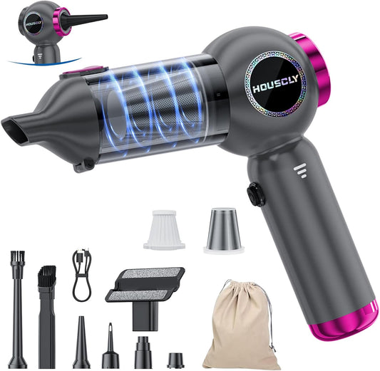 Handheld Car Vacuum Portable Cordless 25000Pa High Power Small Mini Hand Vacuum Cleaner Rechargeable 4-in-1 Compressed Air Duster Blower Pump Wireless Handheld Vac for Car Office Desktop Home Cleaning