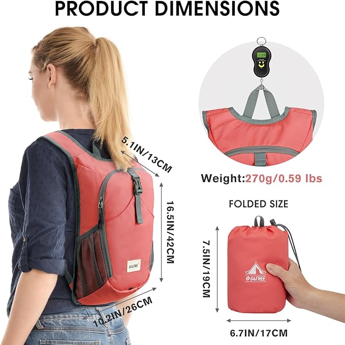 G4Free 10L Hiking Backpack, Lightweight Small Hiking Daypack Outdoor Travel - Image 3