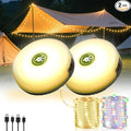 2Pack Camping String Lights, 4-in-1 Quick Storage Camp Light, 8Mode 32.8FT by Staaricc