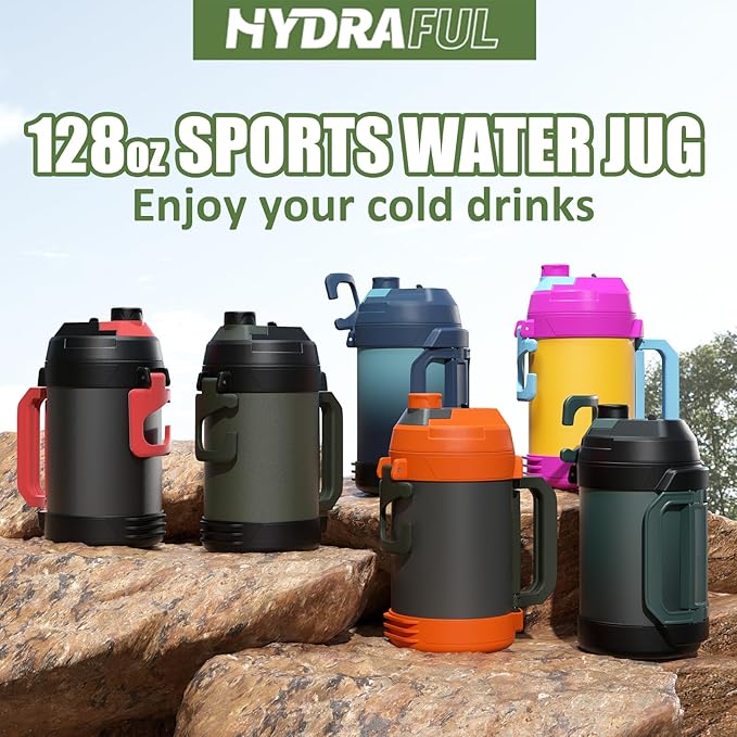 Hydraful Gallon Jug, 128oz Large Insulated Stainless Steel Sports Water Jug - Image 6