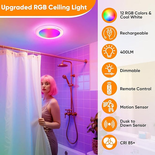2 Pack Rechargeable Motion Sensor Ceiling Light - Image 2