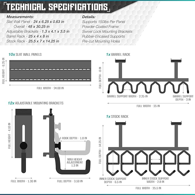 Savior Equipment Wall Rack System Heavy-Duty Steel Tactical Rifle Carbine - Image 7