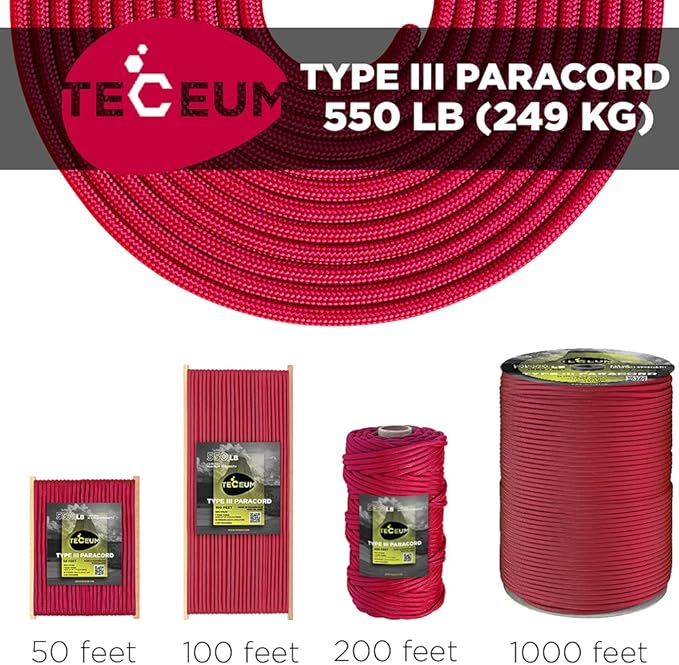 TECEUM Reflective Paracord Rope 1000 – 1000ft/200ft/100ft/50ft – 40+ Colors – - Image 9