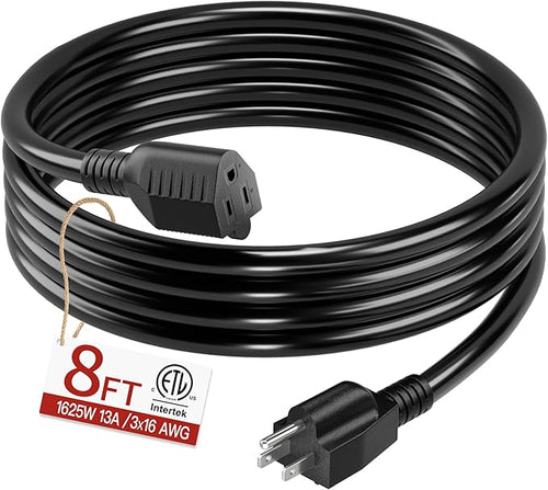 16/3 Short Extension Cord 8 FT, Indoor 3 Prong Power Cable, Suitable by Skrizcable