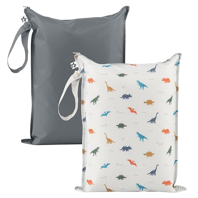 Tiny Twinkle Mess Proof Wet Bags | 2-Pack Reusable Waterproof Wet Bags by TinyTwinkle
