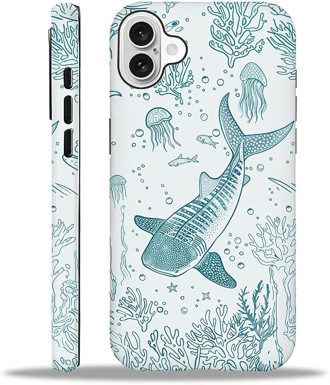 for iPhone 16 Case, HH2 Ocean Whale Shark Hybrid 2 Layer Hard Shell Silicone by Unknown