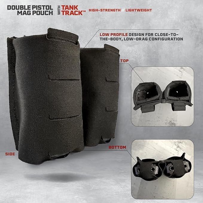 Double Pistol Magazine Pouch, High-Strength Laminate Material, MOLLE Compatible - Image 4