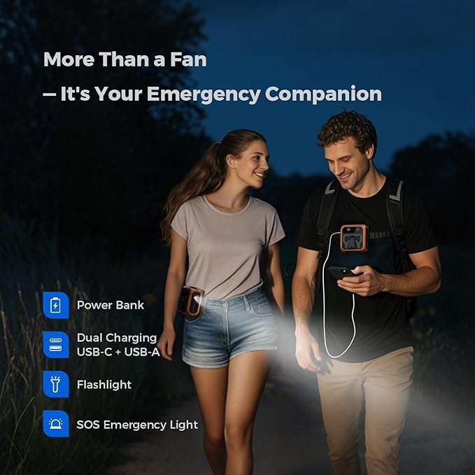 SEAINGO Portable Waist Fan Rechargeable – 10000mAh, 42 ft/s Max, 5 Speeds - Image 4