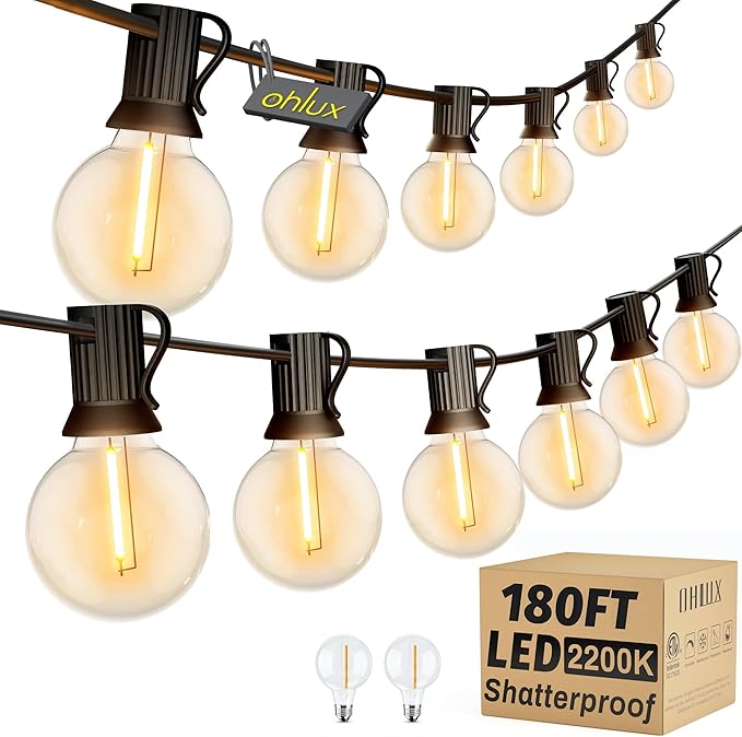 OHLUX Outdoor String Lights, 180FT LED Patio Lights by OHLUX-YourIndoorOutdoorSpaceLightingPartner