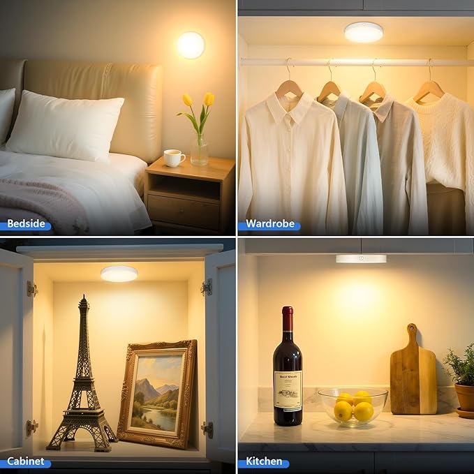 Ferswe Dimmable Touch Lights, 3000K Rechargeable Tap Light - Image 2