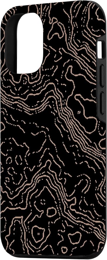 Topography Black & Brown Abstract Pattern Topographic Map Case - Image 2