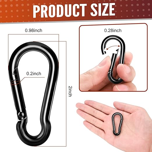 6 Pcs Spring Snap Hooks, 2 Inch Carabiner Clip, Heavy Duty Carabiners Snap - Image 4