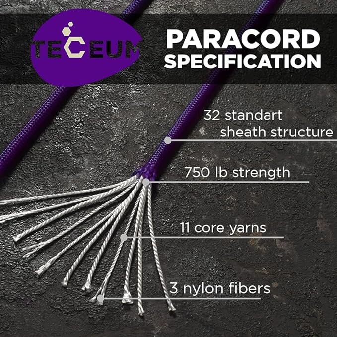 TECEUM 5/32" Paracord Rope 1000 – 1000ft / 200ft / 100ft / 50ft – Tactical - Image 2