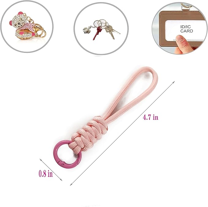 Colorful Braided Paracord Keychain, 12cm Length, Decorative Woven Rope Strap - Image 2