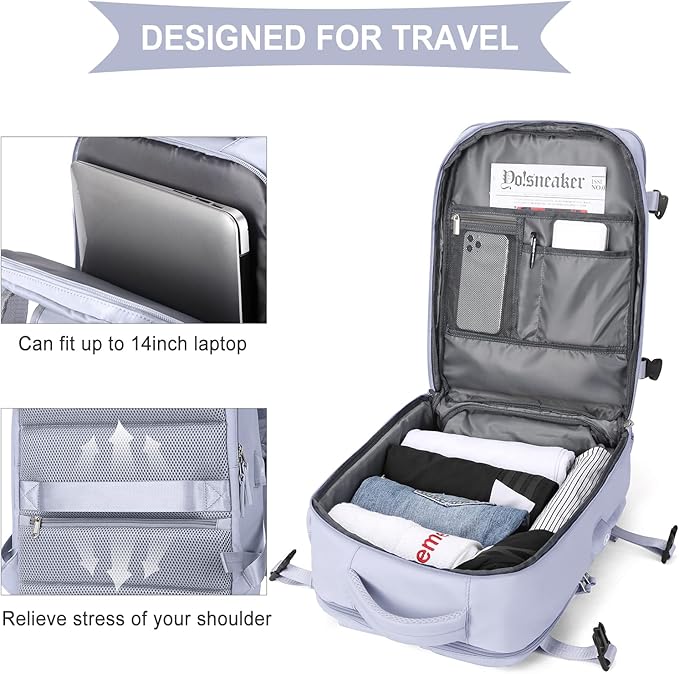 WONHOX Large Travel Backpack Carry on Flight Approved Laptop Work Business - Image 5