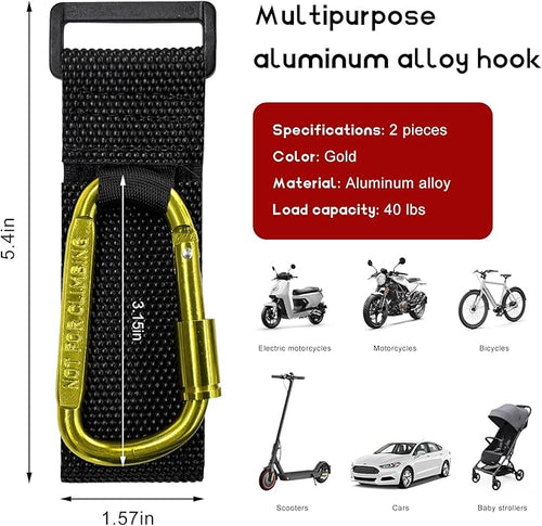 2 PCS UTV Hook for Hanging Headsets, Aluminum Alloy Stroller Carabiner Clips - Image 2