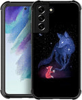 for Samsung Galaxy S21 FE Case, Galaxy Fox Wolf Pattern Graphic Design Girl Boy by FKBRCL4U