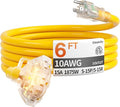 6 ft 10 Gauge Heavy Duty 3 Outlet Extension Cord Splitter by Deeklify