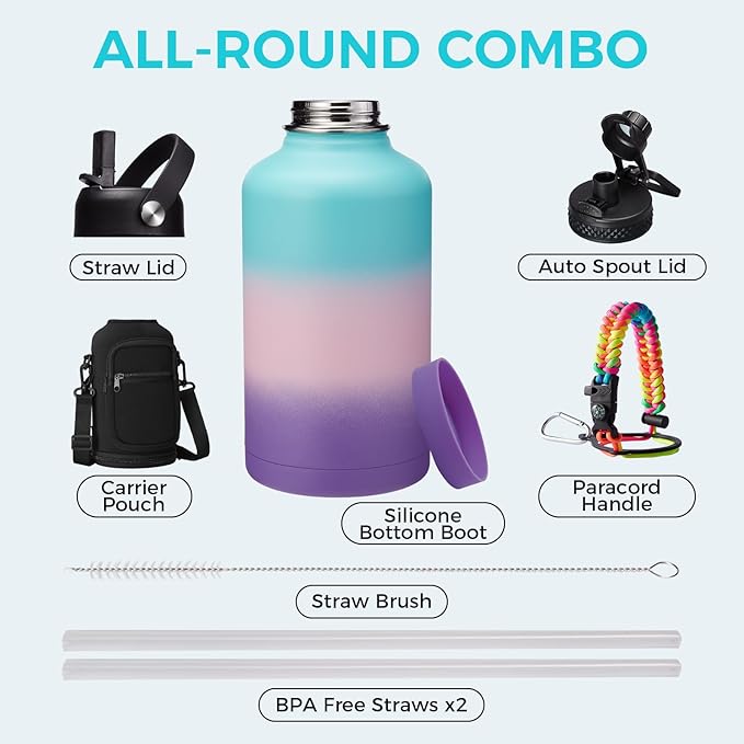 Half Gallon Water Bottle Insulated - 64 oz Water Bottle - Image 2