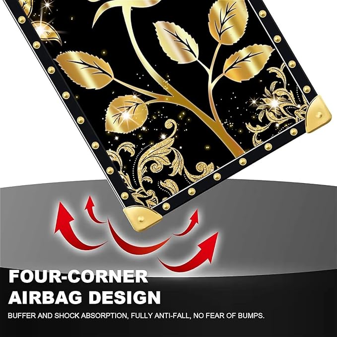 Compatible with iPhone 15 Pro Case, Shine Gold Rose Luxury Golden Decoration - Image 6