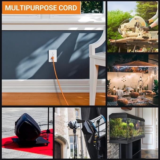 Outdoor Extension Cord Waterproof 25 FT, Flexible 100% Copper 3 Prong Extension - Image 4