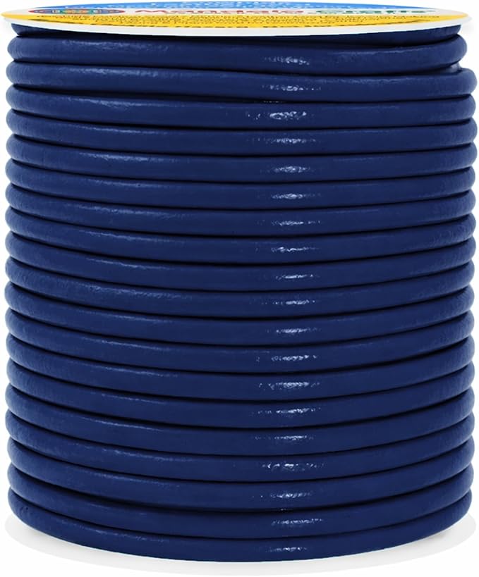 Mandala Crafts Round Genuine Navy Blue Leather Cord - Image 3